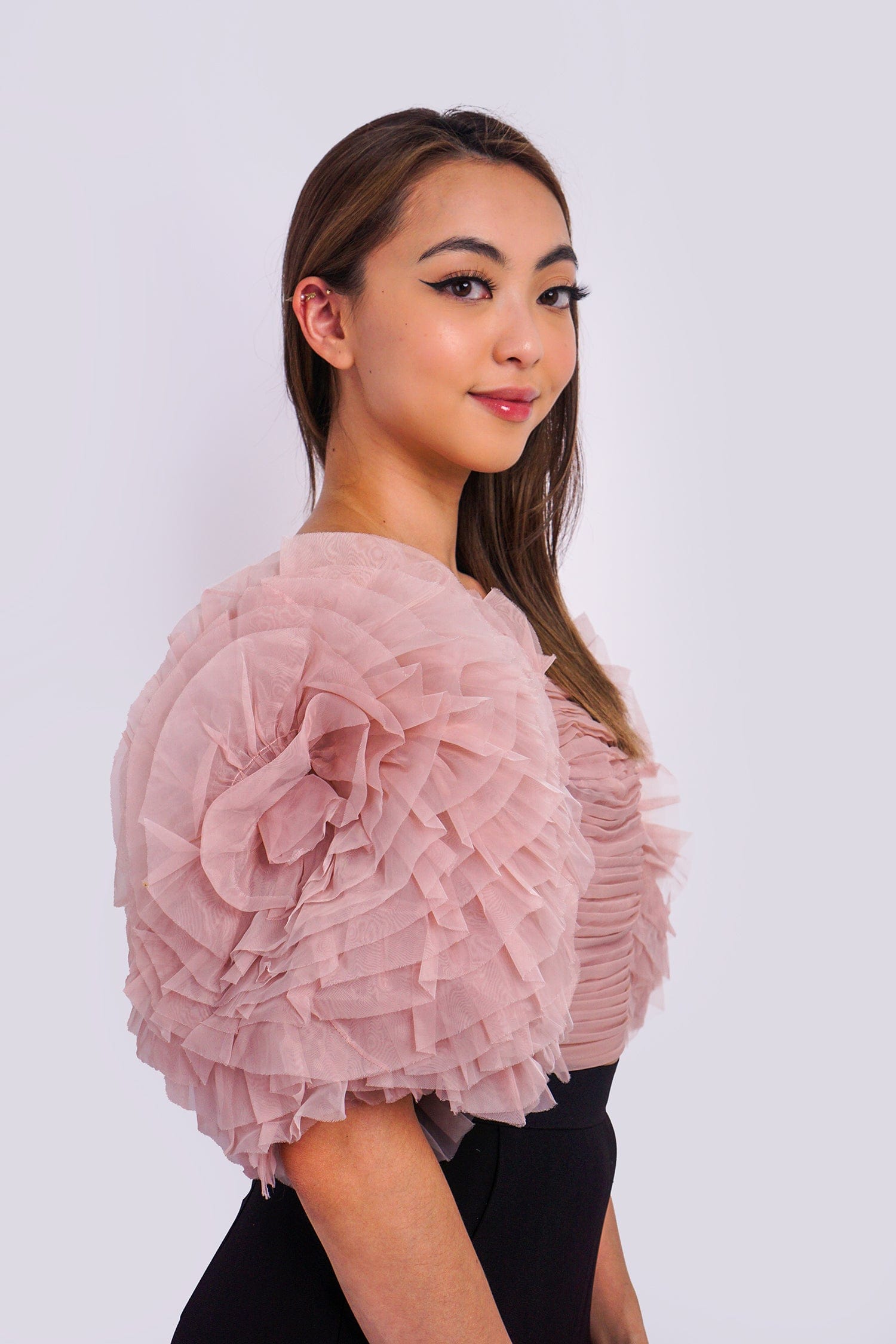 strapless pink shirt