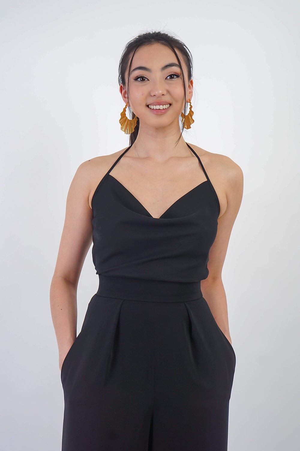 DCD TOPS Colina Cowl Neck Top Black