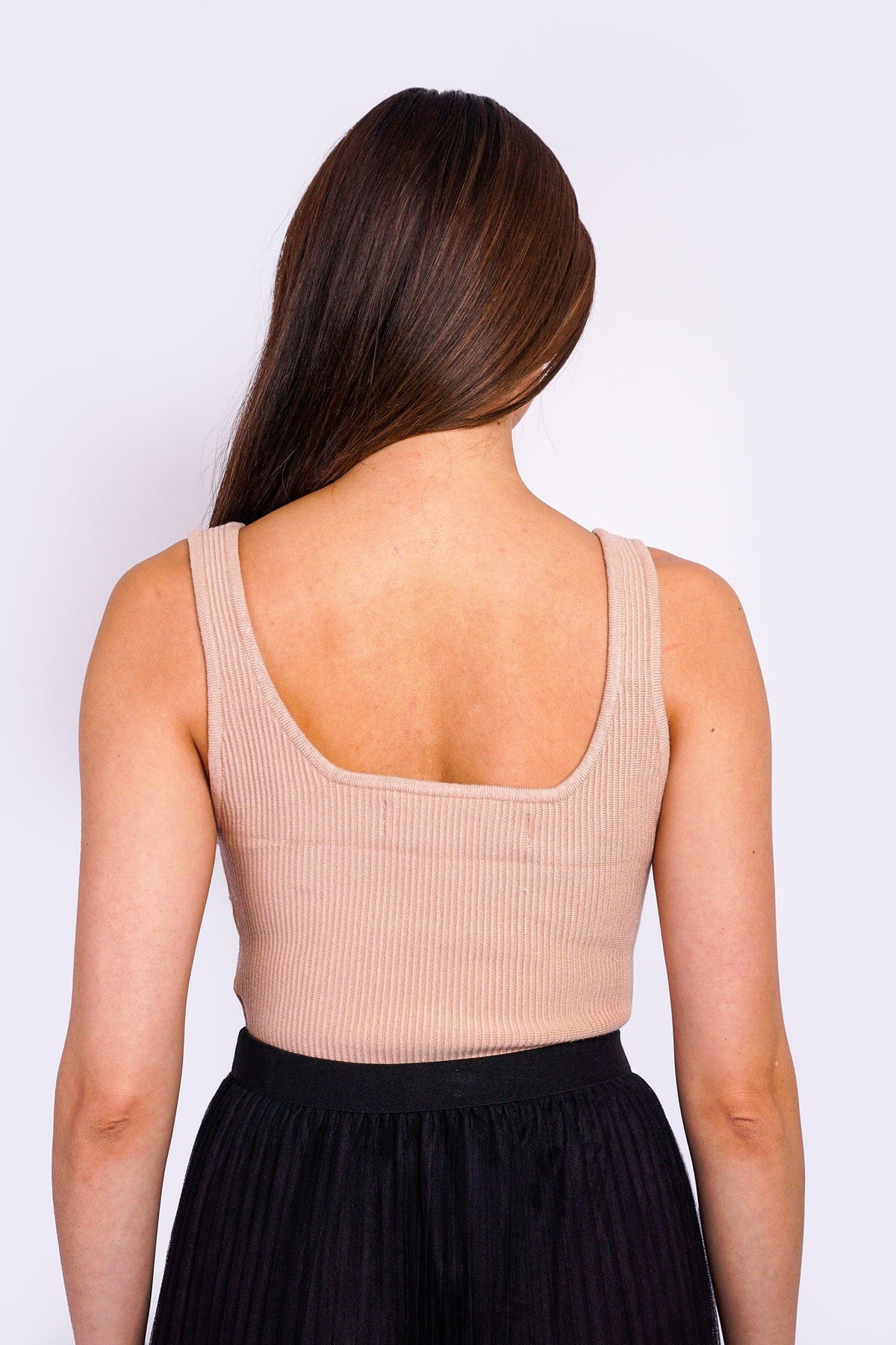 DCD TOPS Nude Knitted Square Neck Crop Top