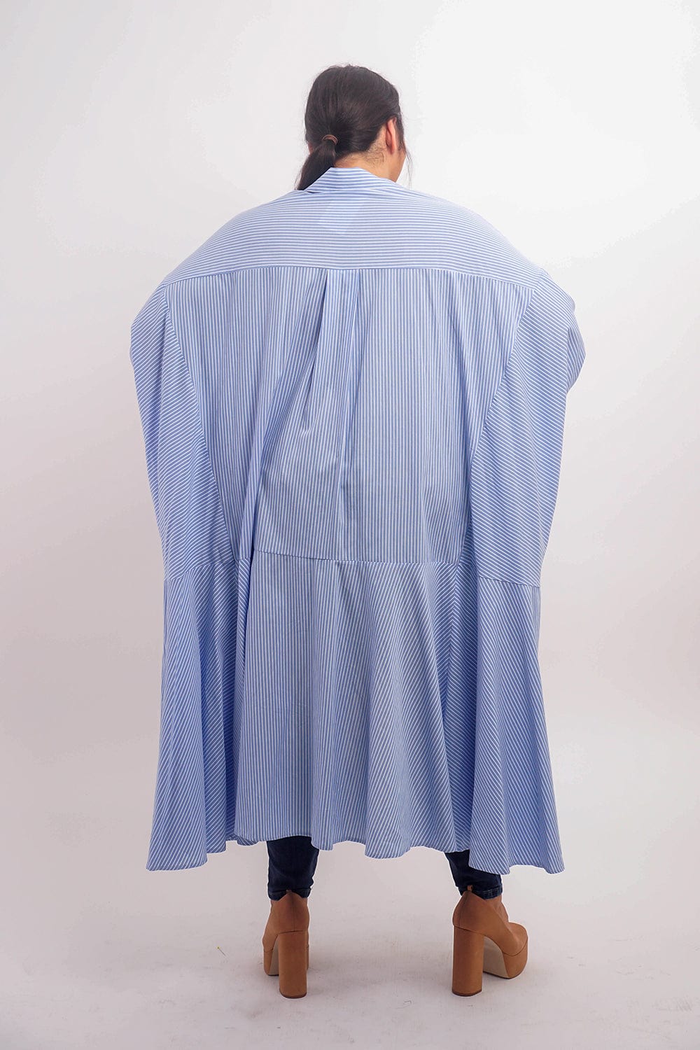 DCD TOPS Plus Blue White Stripes Shirt Dress