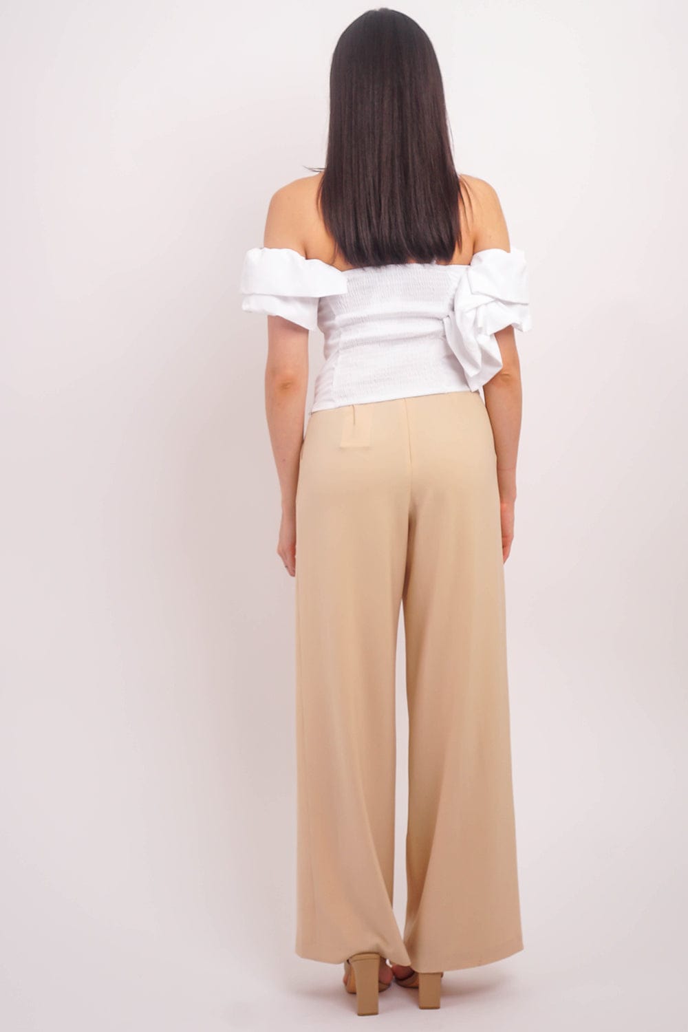 DCD Tops White Ruffle Trim Smock Top