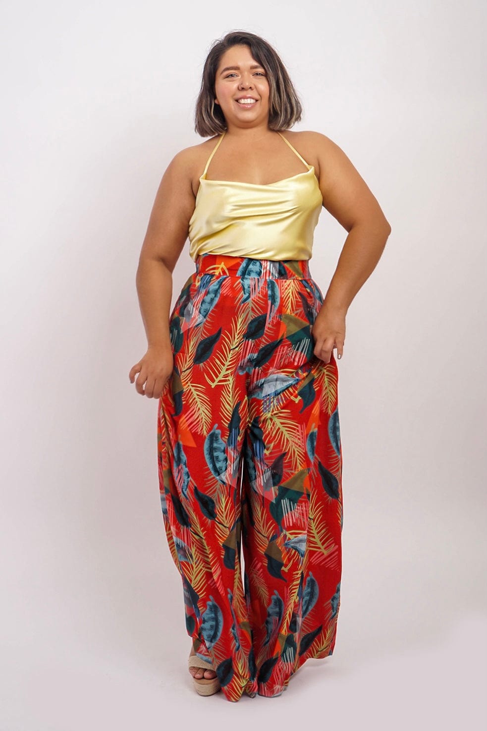 DCD TOPS Yellow Silk Colina Cowl Neck Top