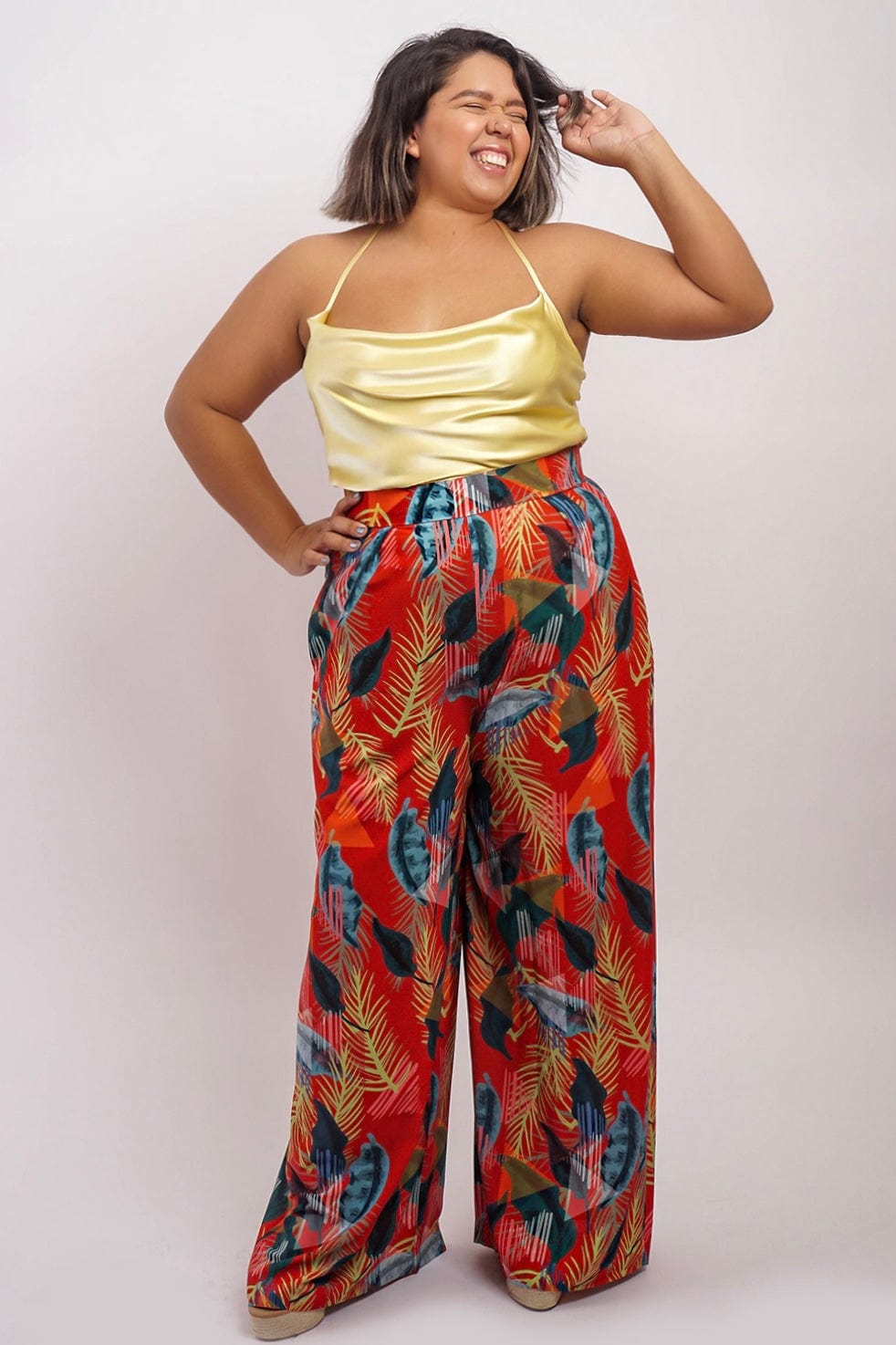 DCD TOPS Yellow Silk Colina Cowl Neck Top