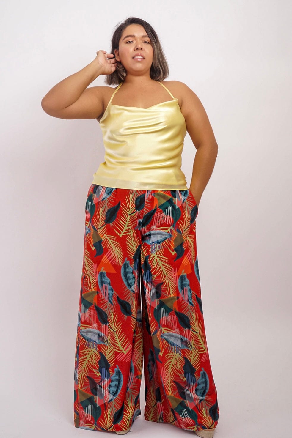 DCD TOPS Yellow Silk Colina Cowl Neck Top