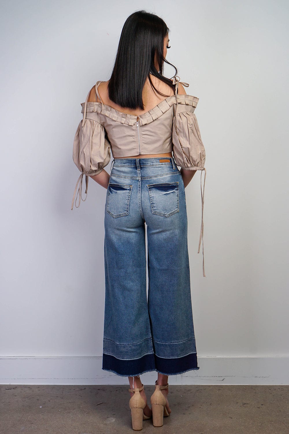 BOTTOMS 2 Toned Hem Wide Leg Ripped Jeans - Chloe Dao