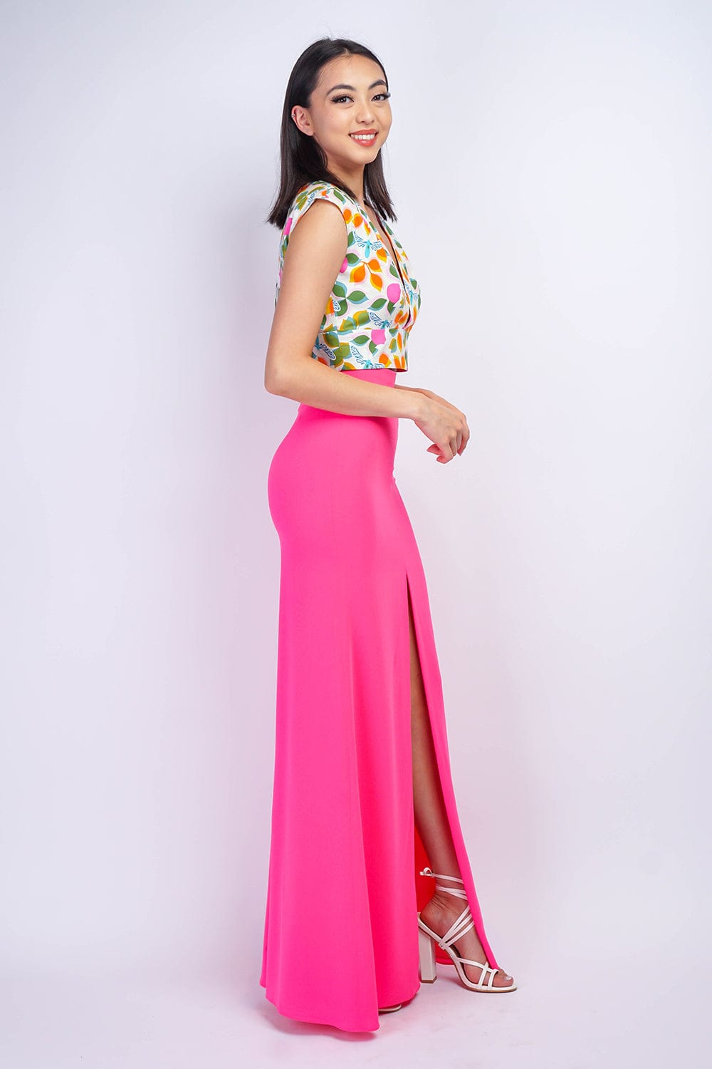 BOTTOMS Barbie Pink Ashley Front Slit Long Skirt - Chloe Dao