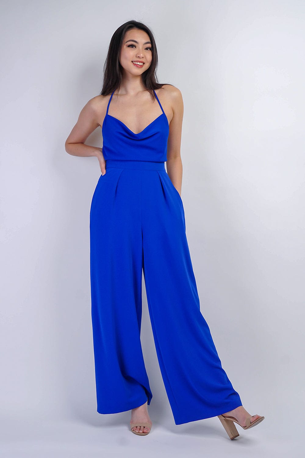 BOTTOMS Blue Pleated High Waist Relaxing Leslie Pants - Chloe Dao
