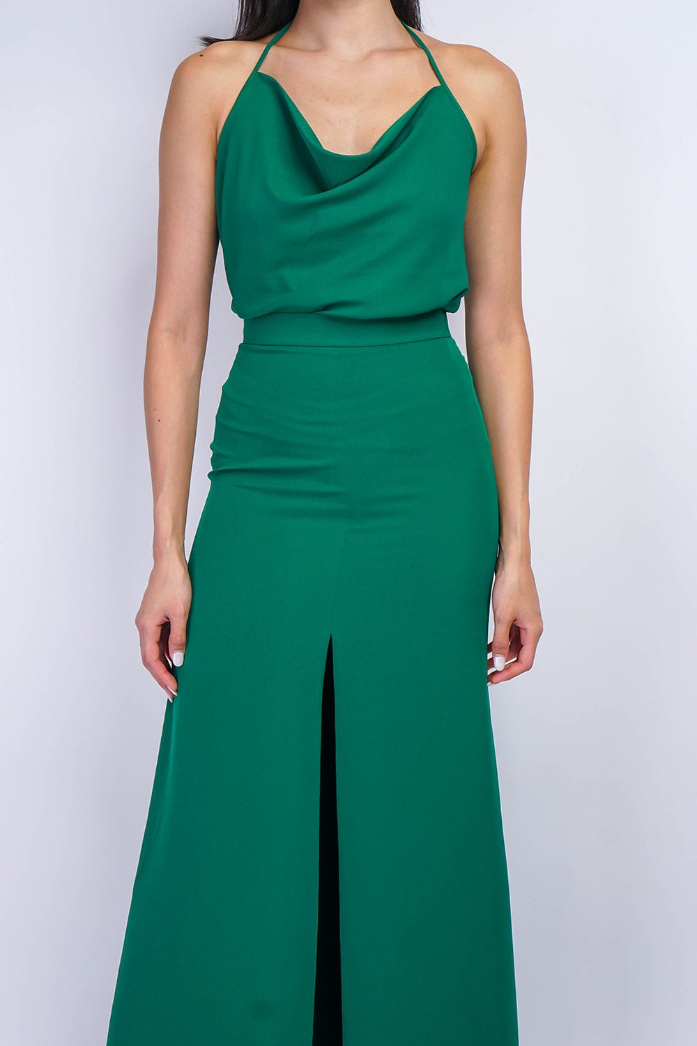 BOTTOMS Green Ashley Front Slit Long Skirt - Chloe Dao