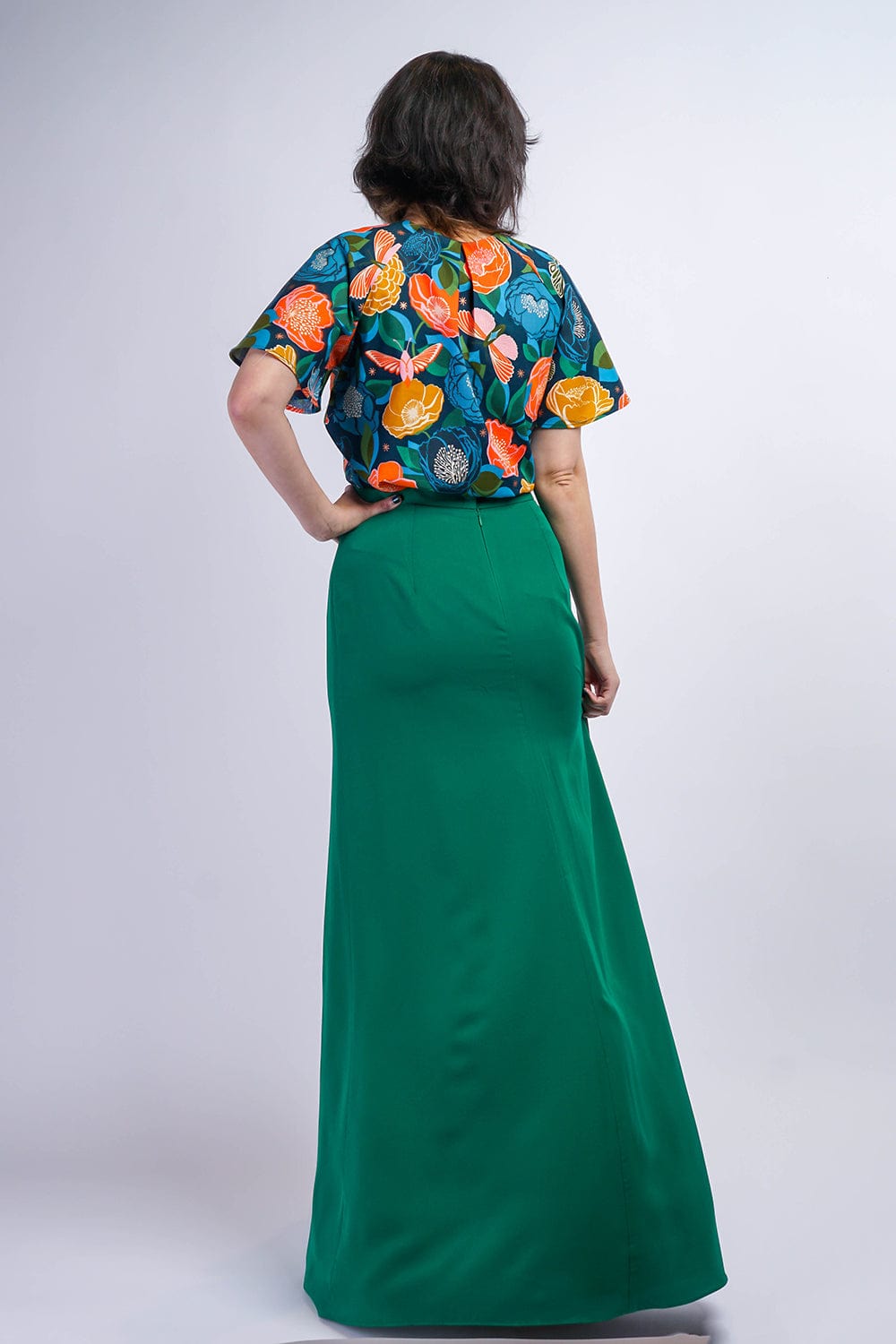 BOTTOMS Green Ashley Front Slit Long Skirt - Chloe Dao