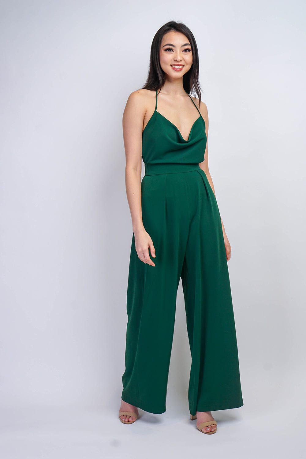BOTTOMS Green Pleated High Waist Relaxing Leslie Pants - Chloe Dao