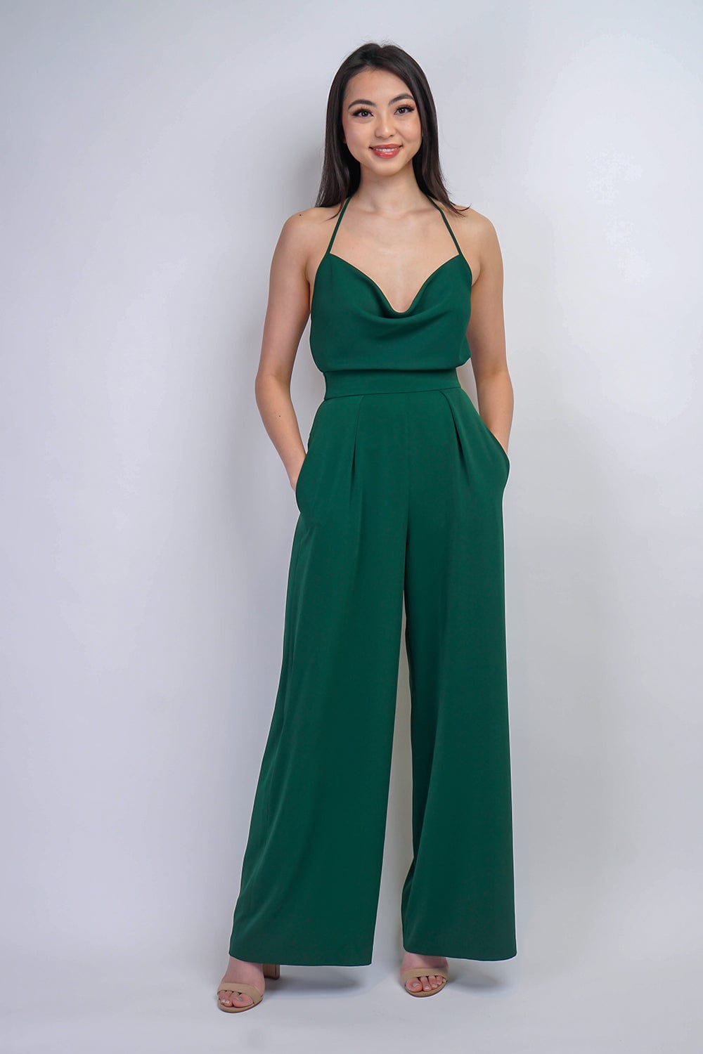 BOTTOMS Green Pleated High Waist Relaxing Leslie Pants - Chloe Dao