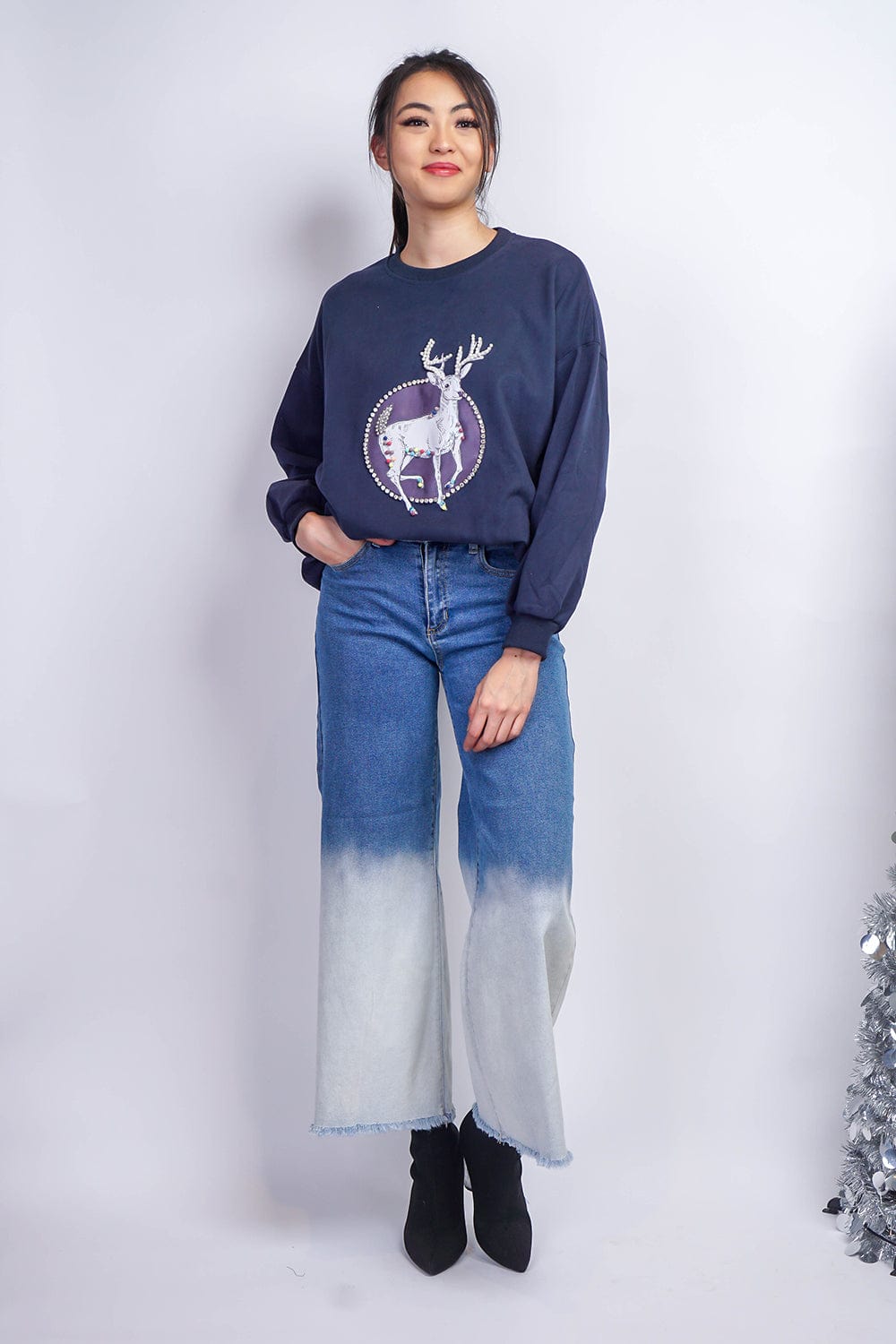 BOTTOMS White Ombre Wide Leg Blue Jeans - Chloe Dao