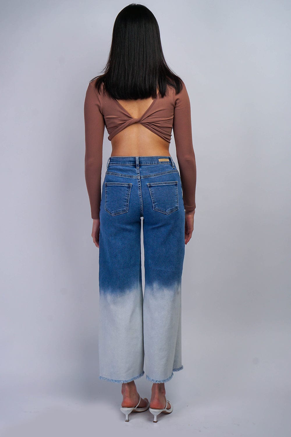BOTTOMS White Ombre Wide Leg Blue Jeans - Chloe Dao