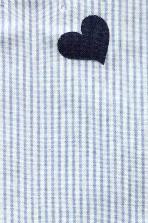Box Pleated Face Masks Blue Heart Mini Stripes (Box Pleated Mask with Filter Pocket) S/M - Chloe Dao