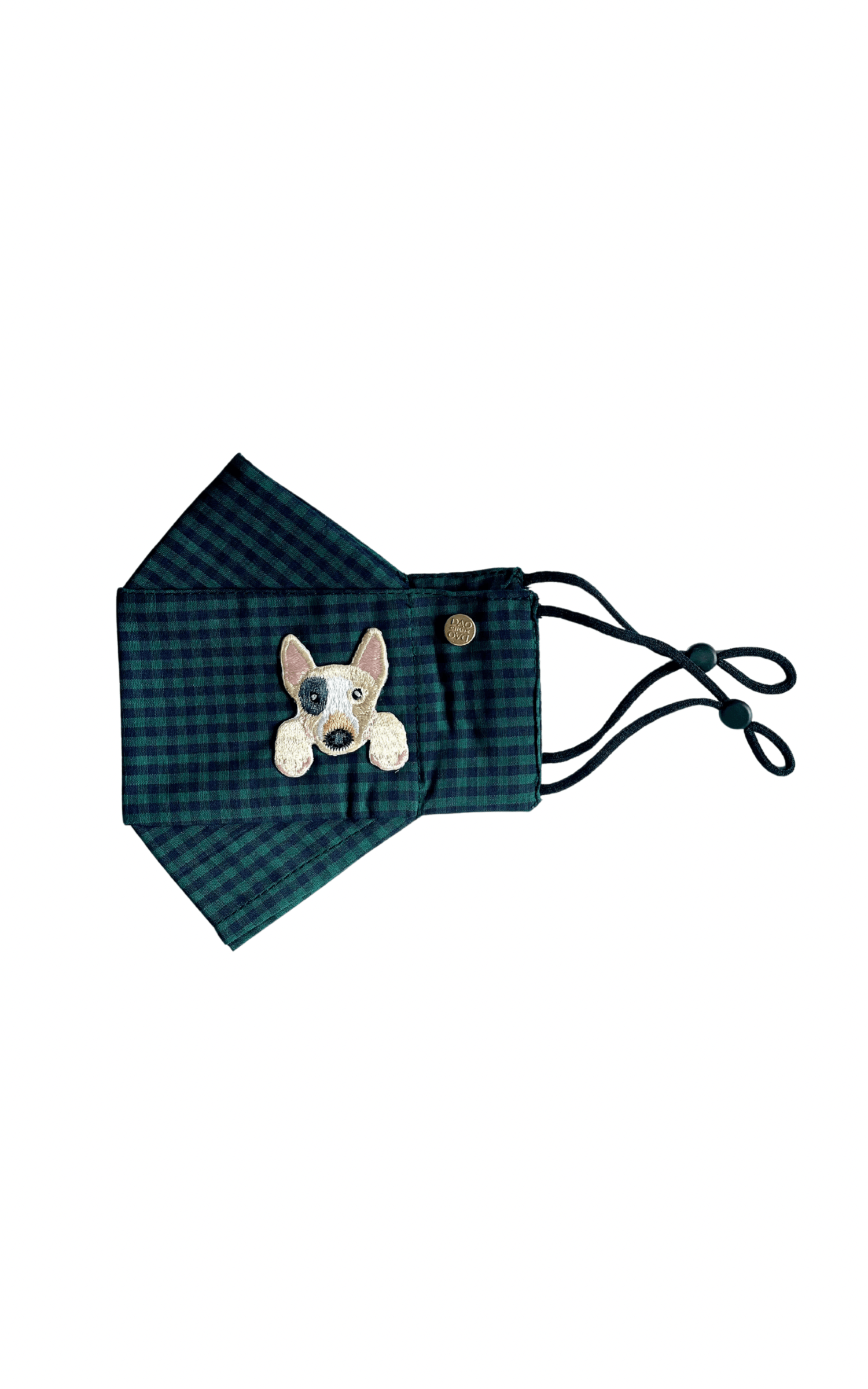 Box Pleated Face Masks Bull Terrier Green Gingham Box Pleat Mask ( w Filter Pocket) - Chloe Dao