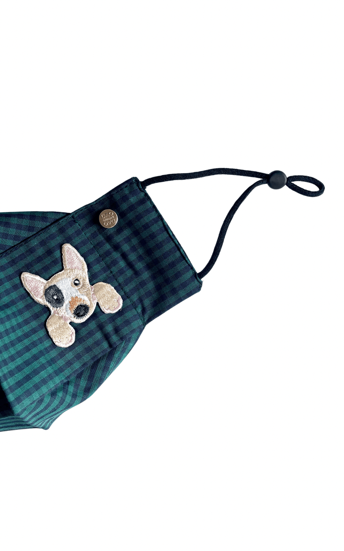 Box Pleated Face Masks Bull Terrier Green Gingham Box Pleat Mask ( w Filter Pocket) - Chloe Dao