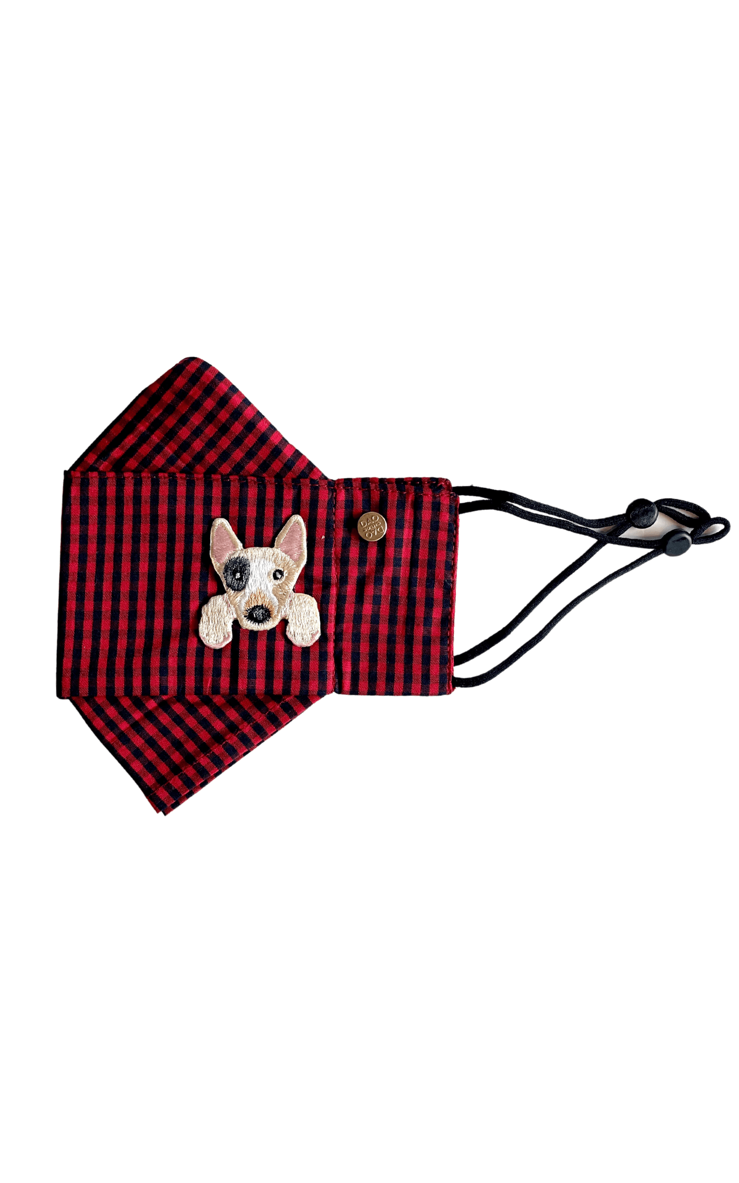 Box Pleated Face Masks Bull Terrier Red Gingham Box Pleat Mask ( w Filter Pocket) - Chloe Dao
