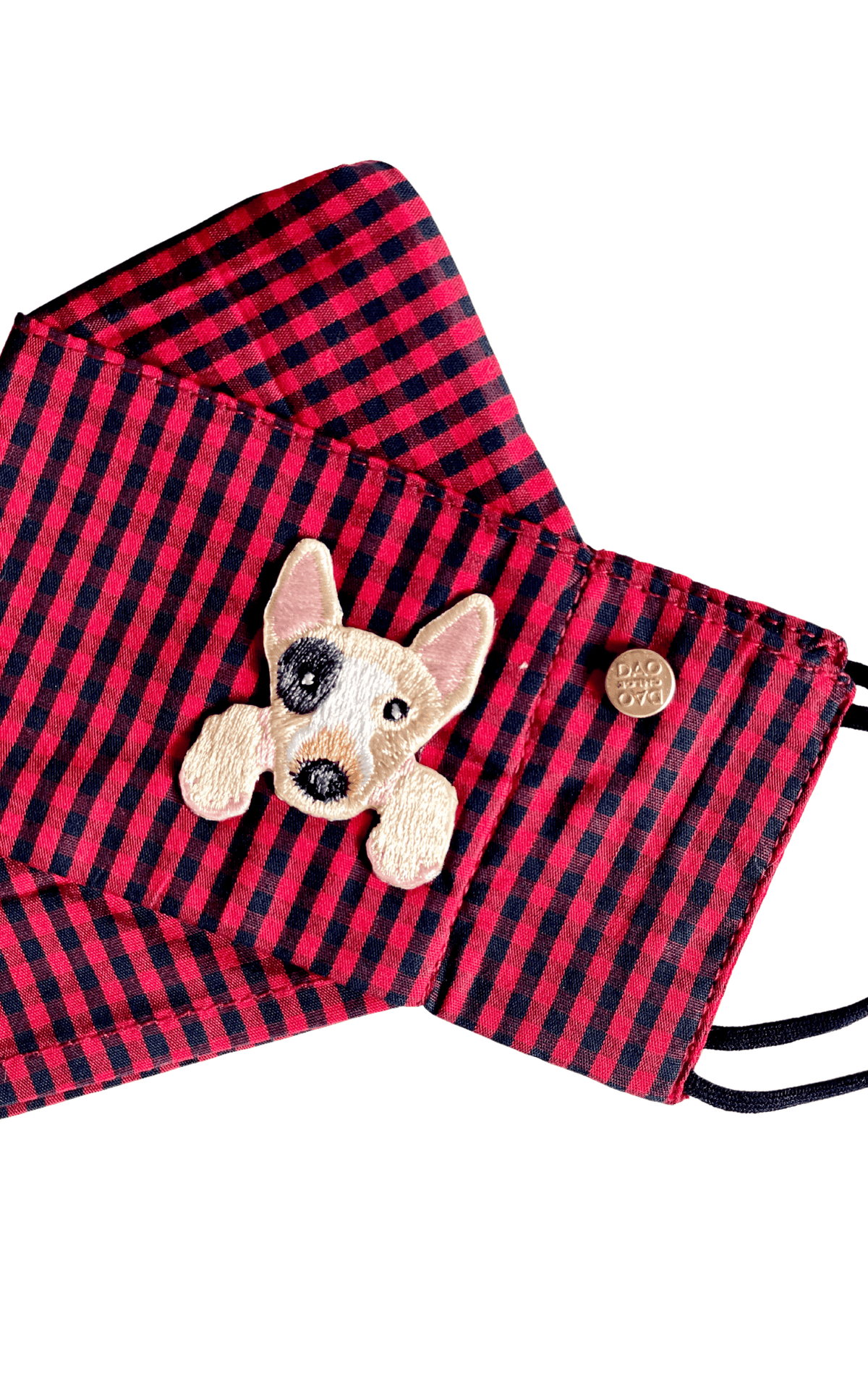 Box Pleated Face Masks Bull Terrier Red Gingham Box Pleat Mask ( w Filter Pocket) - Chloe Dao