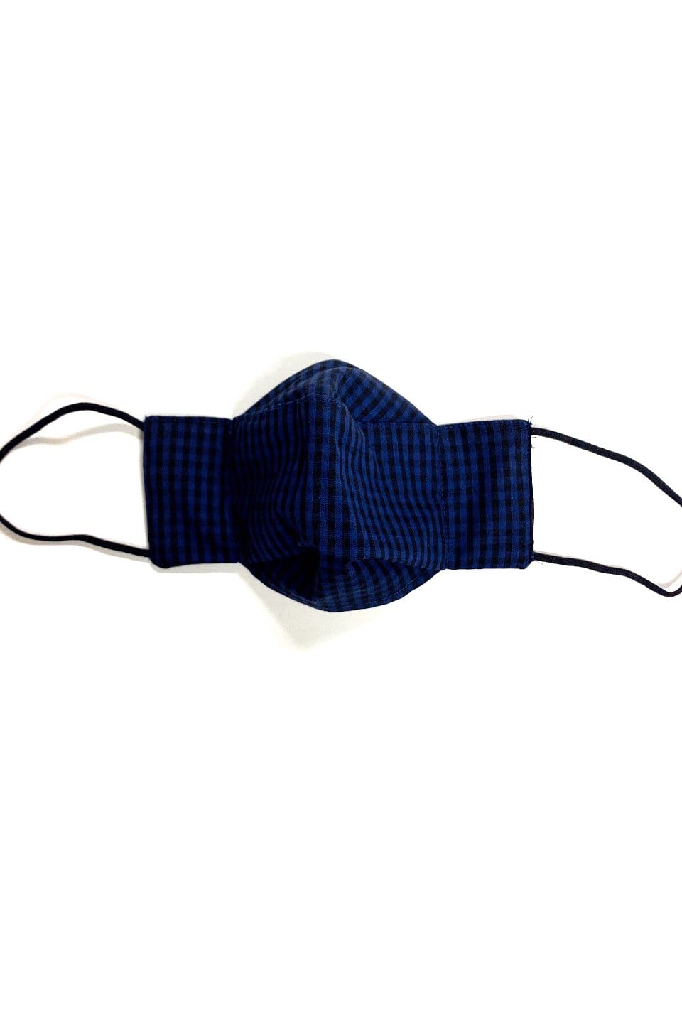 Box Pleated Face Masks Dark Navy Gingham (Box Pleated Mask With Filter Pocket) - Chloe Dao