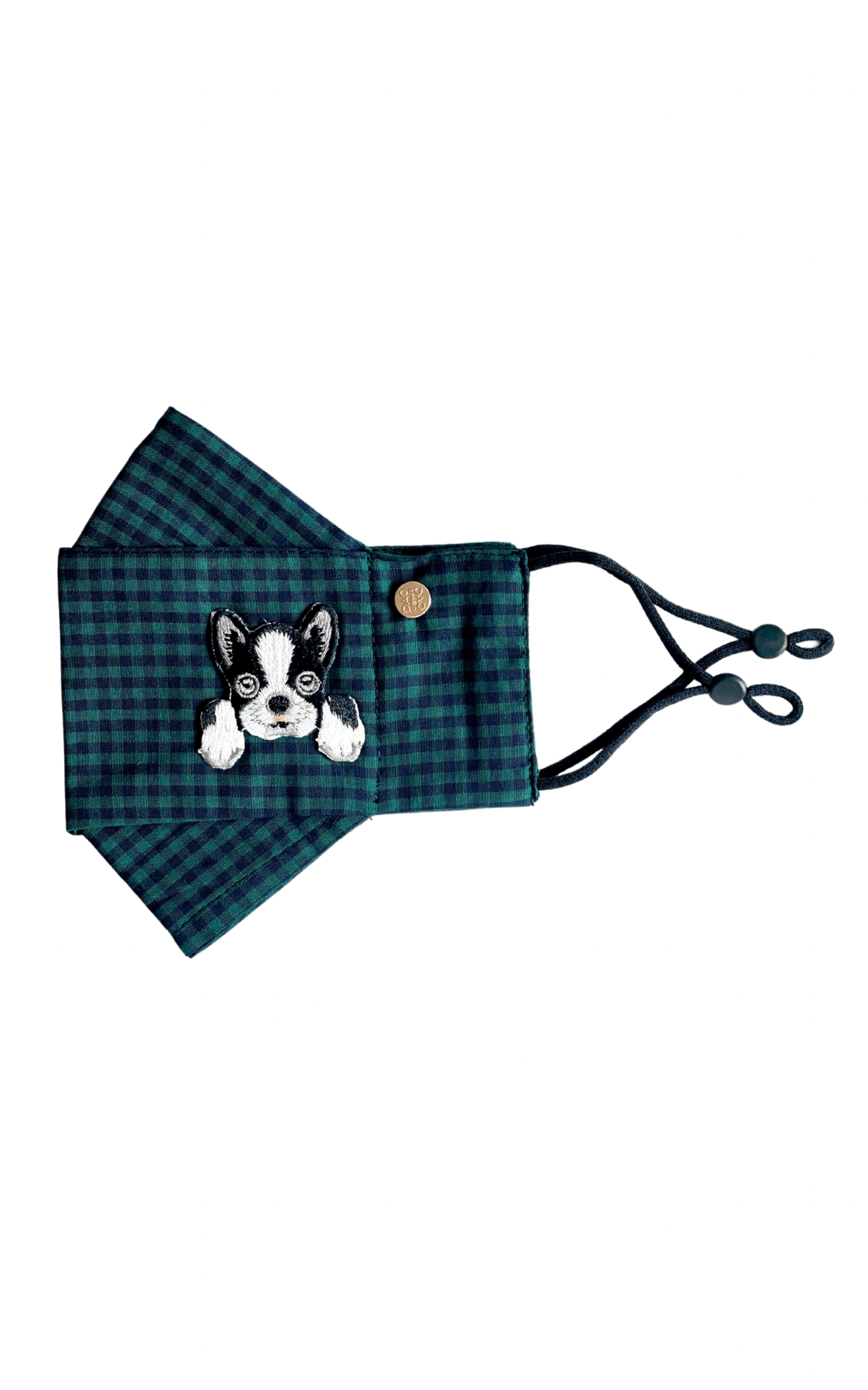 Box Pleated Face Masks Frenchie Green Gingham Box Pleat Mask ( w Filter Pocket) - Chloe Dao