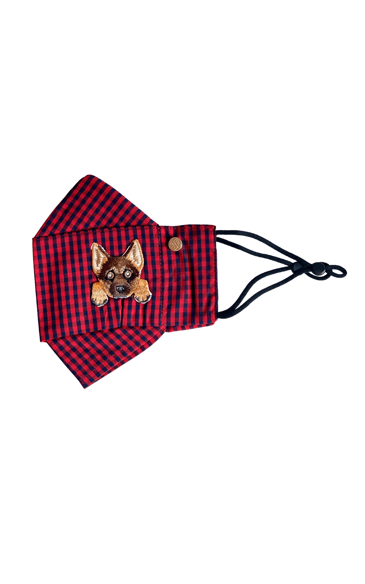 Box Pleated Face Masks German Shepherd Red Gingham Box Pleat Mask ( w Filter Pocket) - Chloe Dao