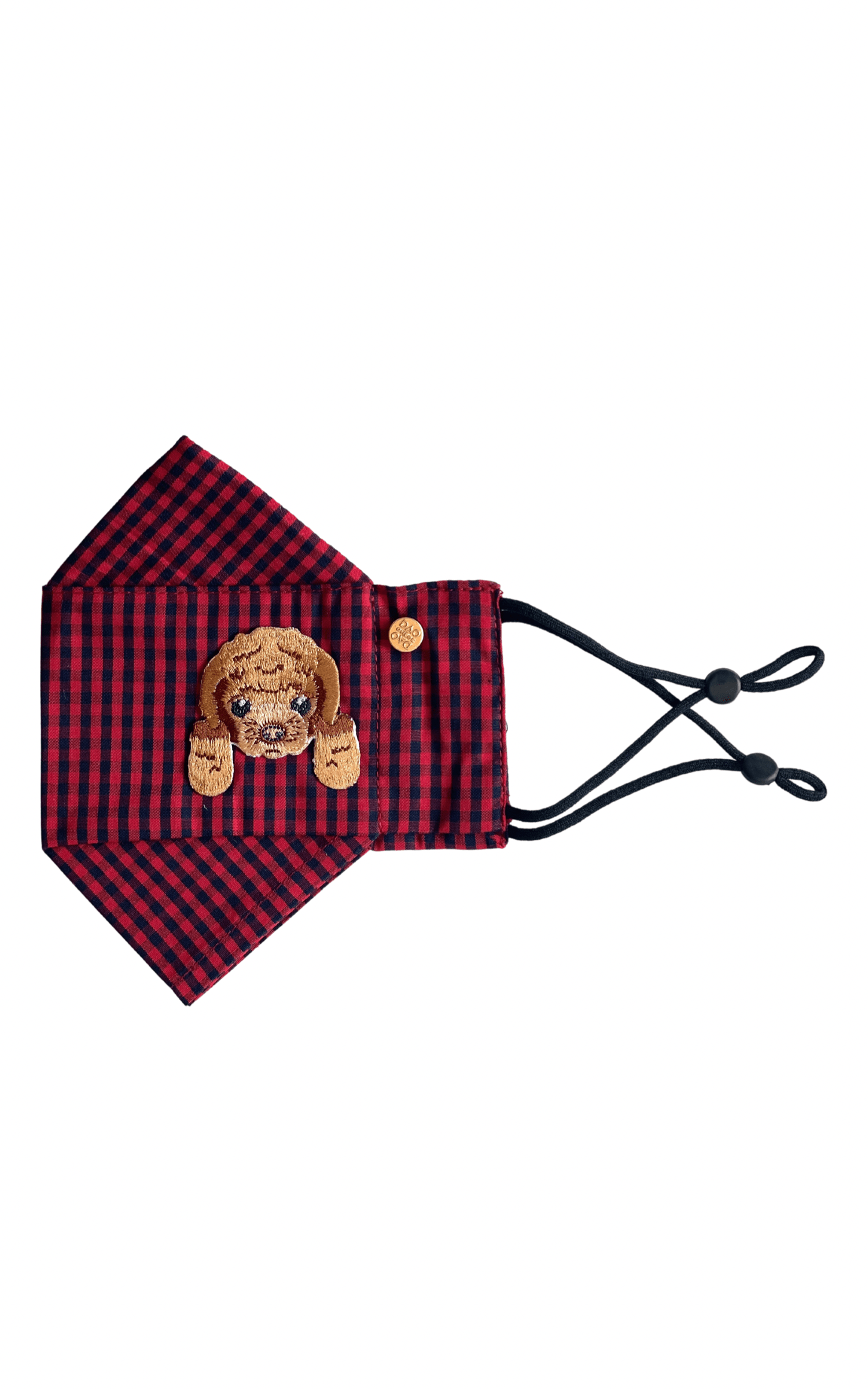 Box Pleated Face Masks Poodle Red Gingham Box Pleat Mask ( w Filter Pocket) - Chloe Dao
