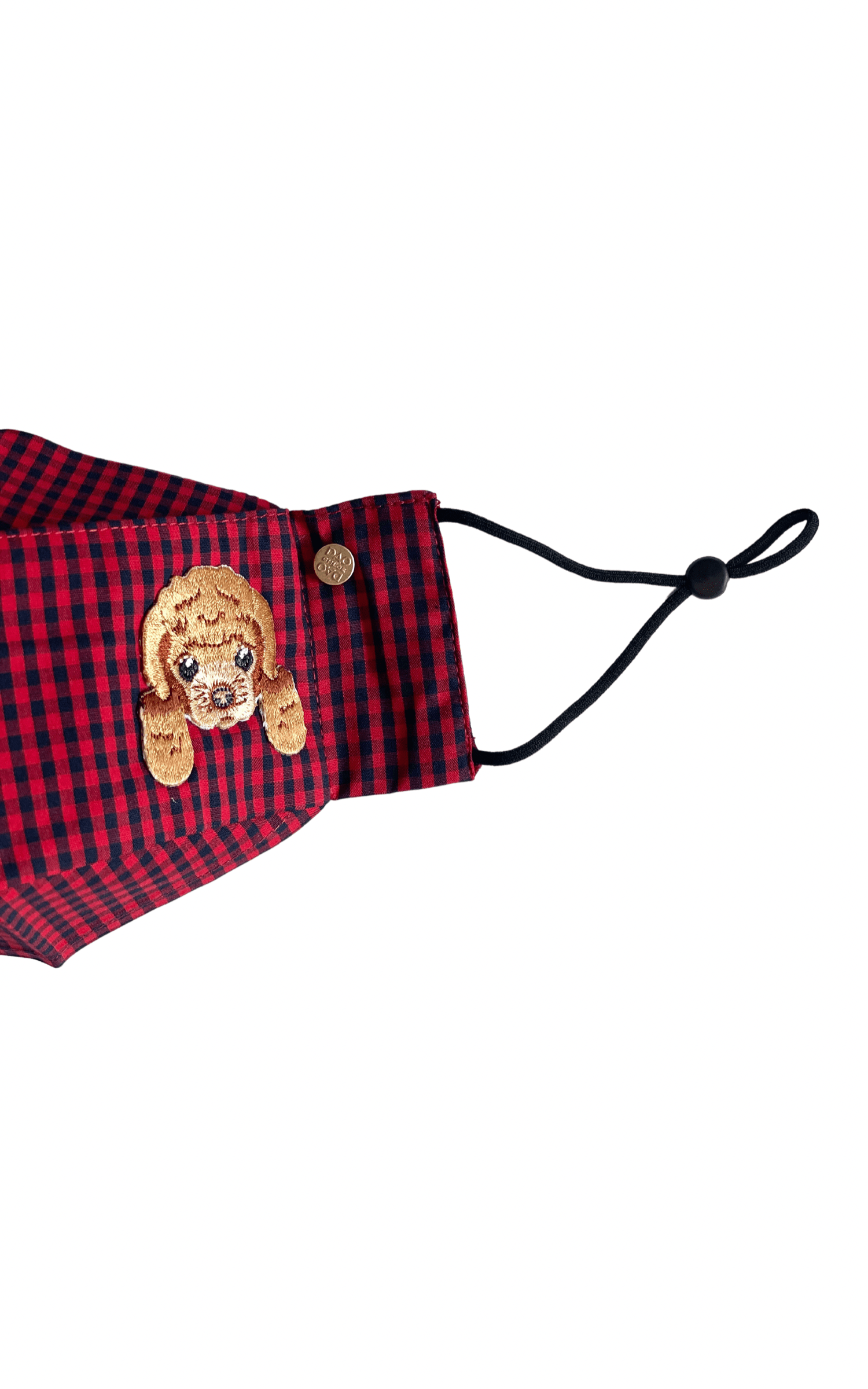 Box Pleated Face Masks Poodle Red Gingham Box Pleat Mask ( w Filter Pocket) - Chloe Dao