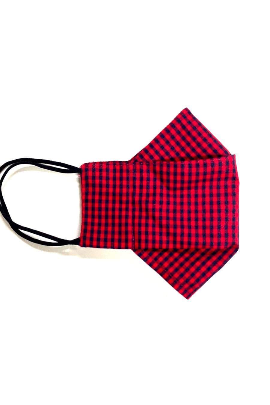 Box Pleated Face Masks Red And Black Gingham (Box Pleated Mask With Filter Pocket) - Chloe Dao