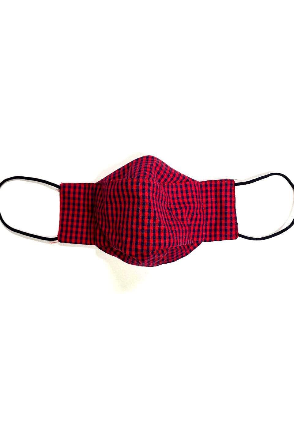 Box Pleated Face Masks Red And Black Gingham (Box Pleated Mask With Filter Pocket) - Chloe Dao