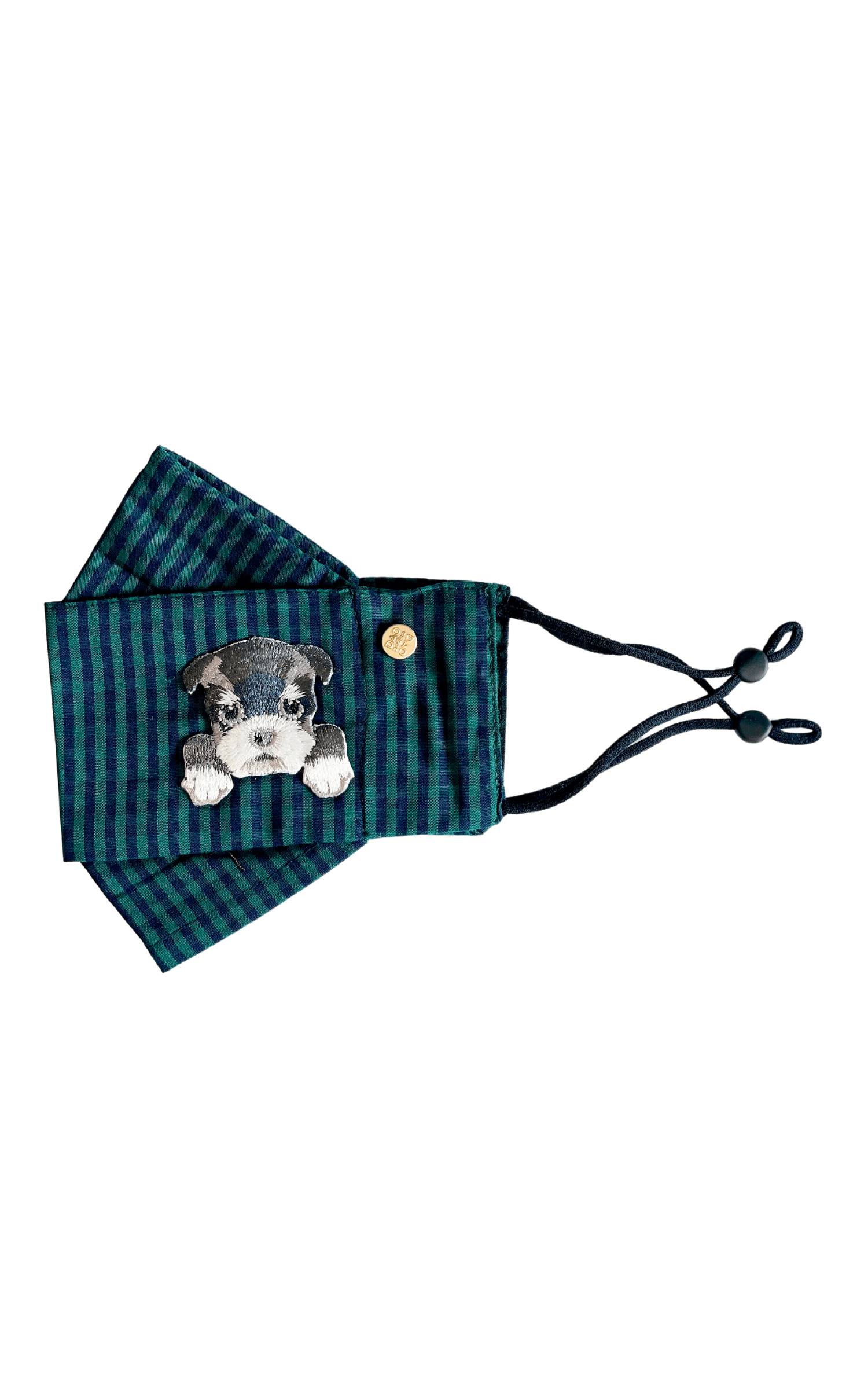 Box Pleated Face Masks Yorkie Green Gingham Box Pleat Mask ( w Filter Pocket) - Chloe Dao