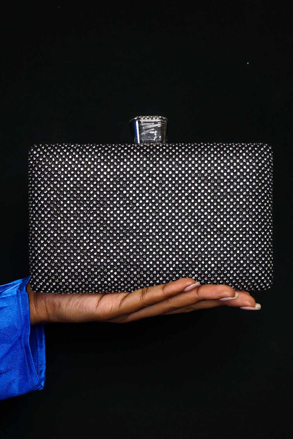 CLUTCHES Black Crown Rhinestone Clutch - Chloe Dao