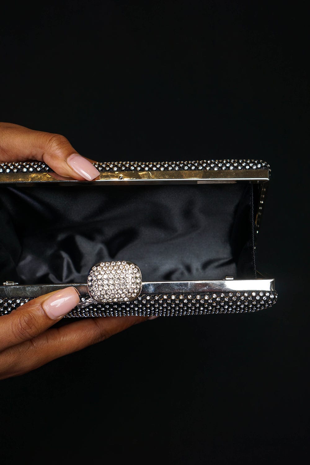 CLUTCHES Black Crown Rhinestone Clutch - Chloe Dao