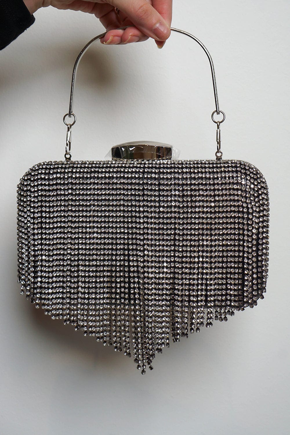 CLUTCHES Black Fringe Rhinestone Clutch - Chloe Dao