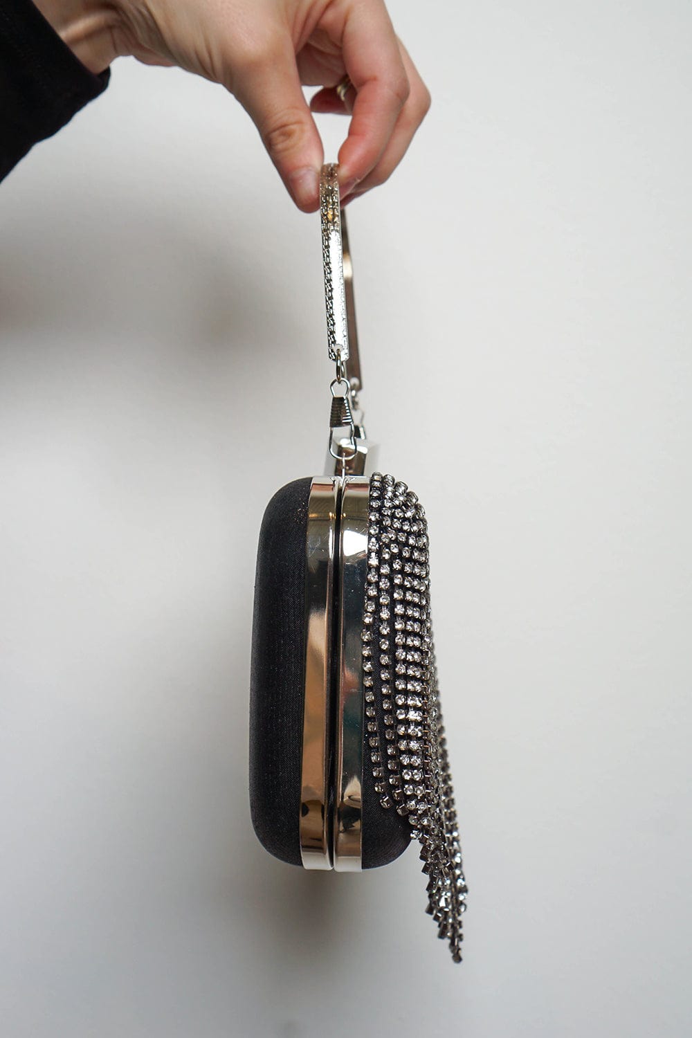 CLUTCHES Black Fringe Rhinestone Clutch - Chloe Dao