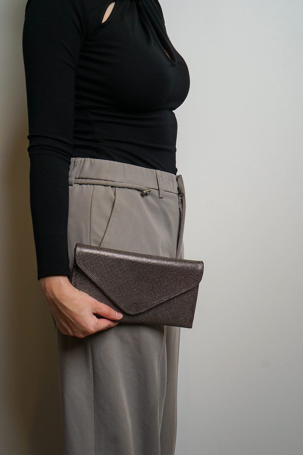 CLUTCHES Chrome Rhinestone Envelope Clutch - Chloe Dao