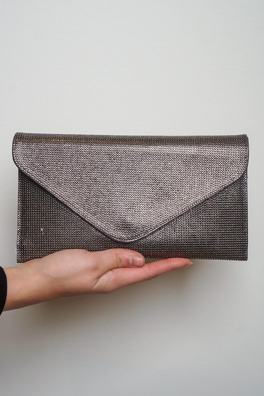 CLUTCHES Chrome Rhinestone Envelope Clutch - Chloe Dao