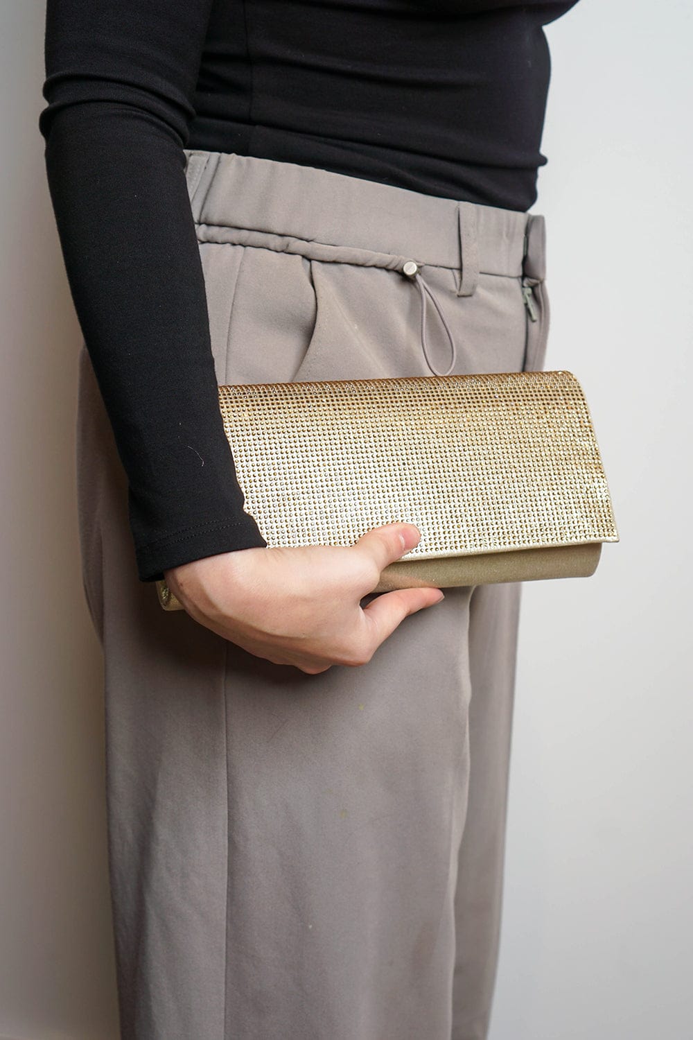 CLUTCHES Gold Front Rhinestone Clutch - Chloe Dao