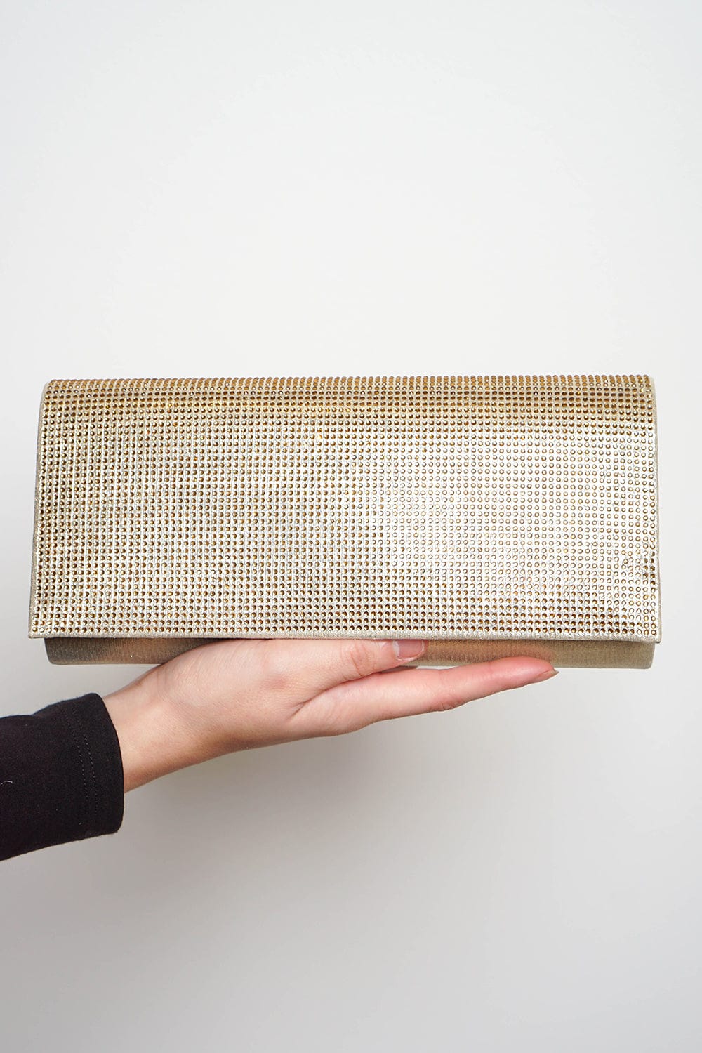 CLUTCHES Gold Front Rhinestone Clutch - Chloe Dao