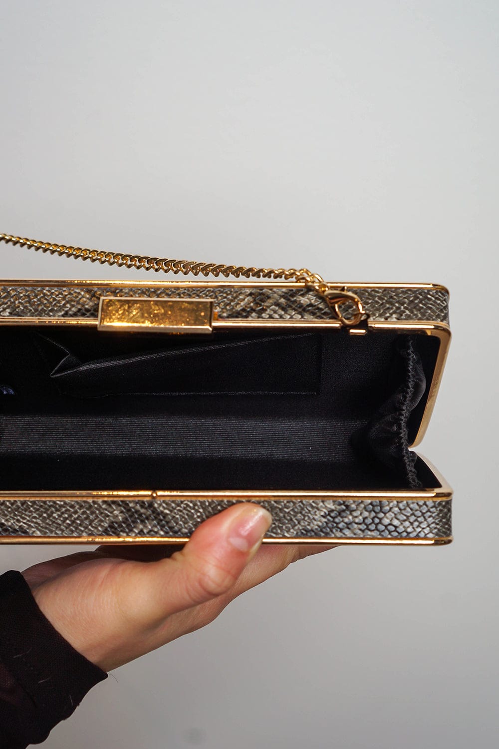 CLUTCHES Grey Snakeskin Clutch - Chloe Dao