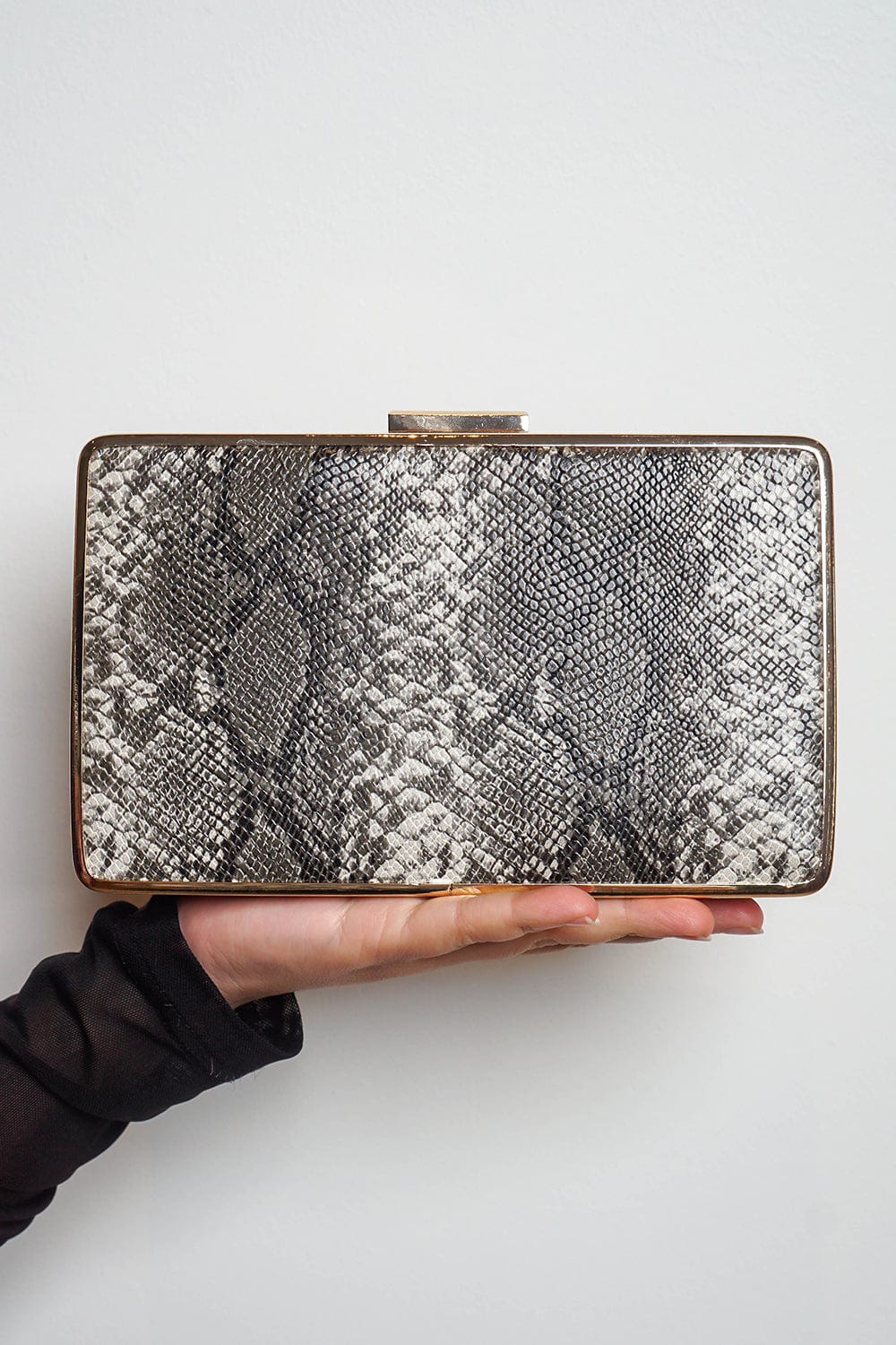 CLUTCHES Grey Snakeskin Clutch - Chloe Dao