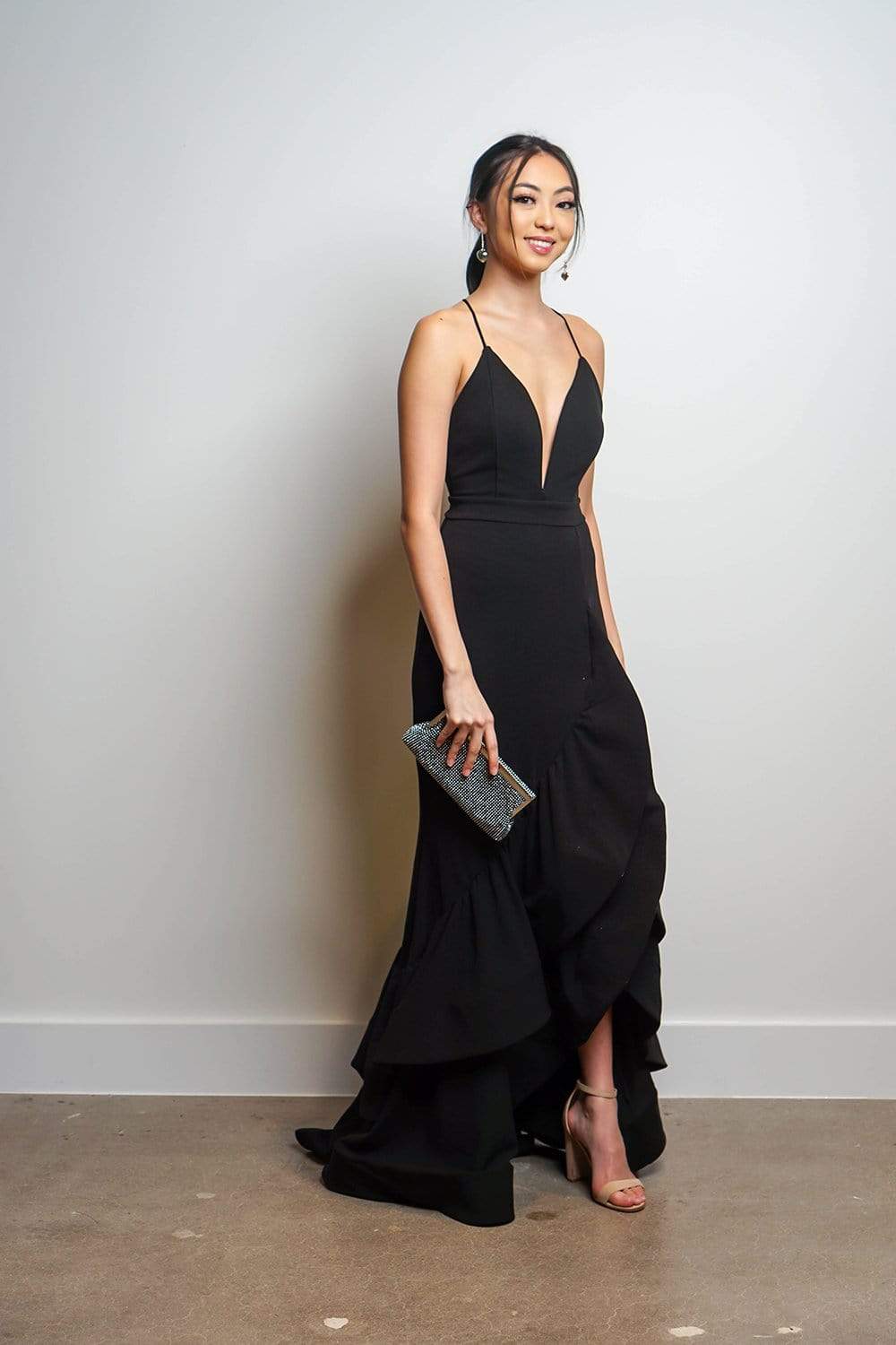 GOWNS Layer Ruffle Train Detailed Maxi Dress - Chloe Dao