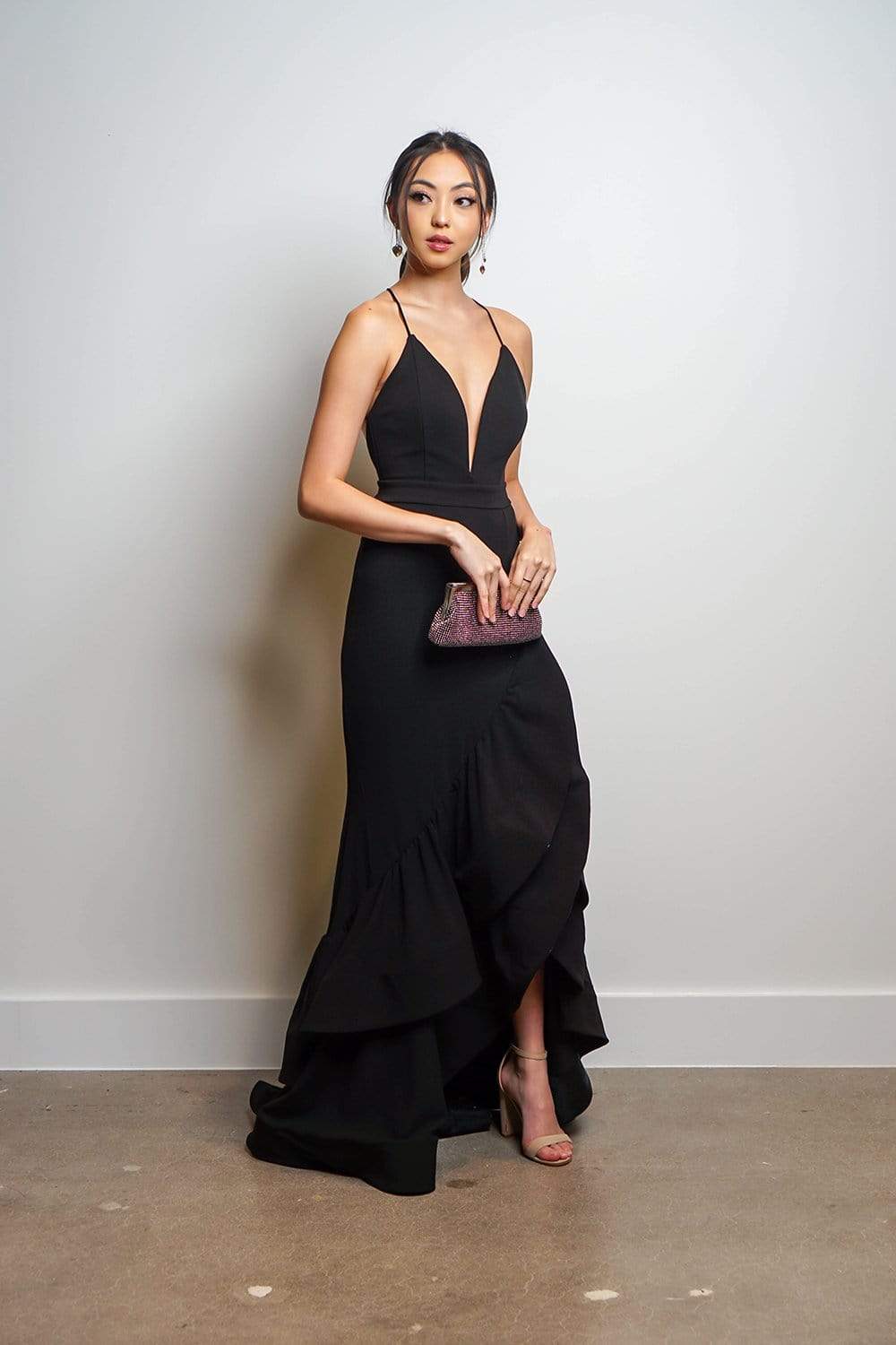 GOWNS Layer Ruffle Train Detailed Maxi Dress - Chloe Dao