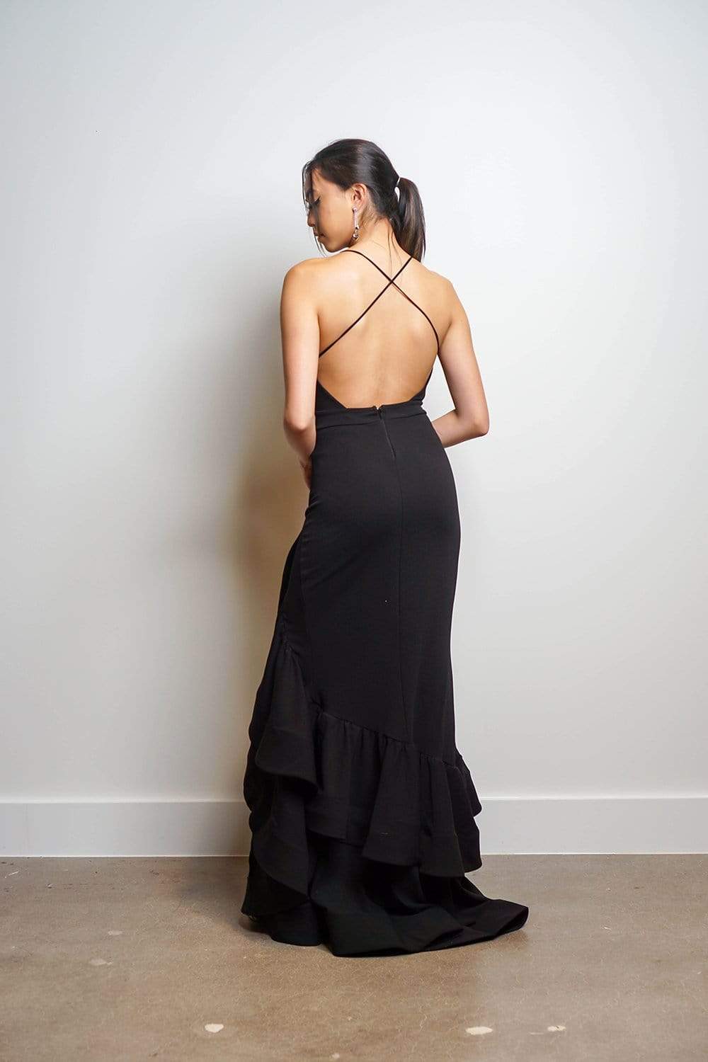 GOWNS Layer Ruffle Train Detailed Maxi Dress - Chloe Dao