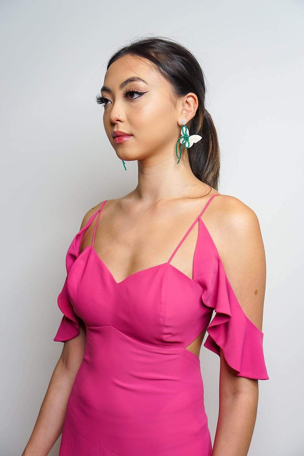 DRESSES Mauve Ruffle Shoulder Kellen Dress - Chloe Dao