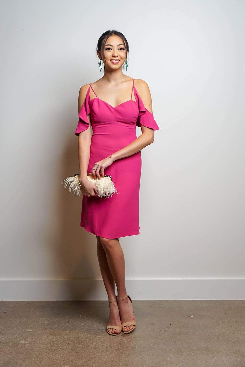 DRESSES Mauve Ruffle Shoulder Kellen Dress - Chloe Dao