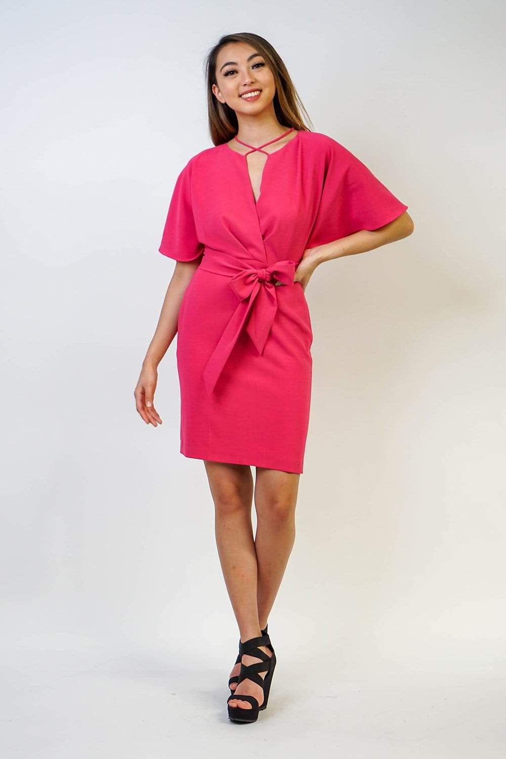 DRESSES Necee Wrap Dress Lipstick Pink - Chloe Dao