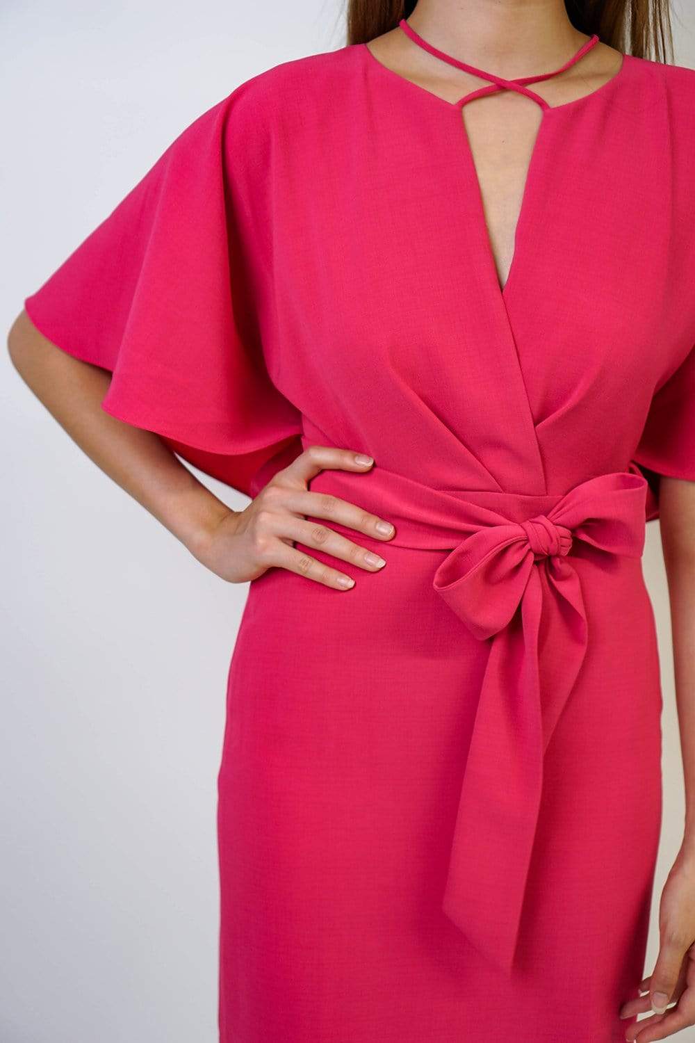 DRESSES Necee Wrap Dress Lipstick Pink - Chloe Dao