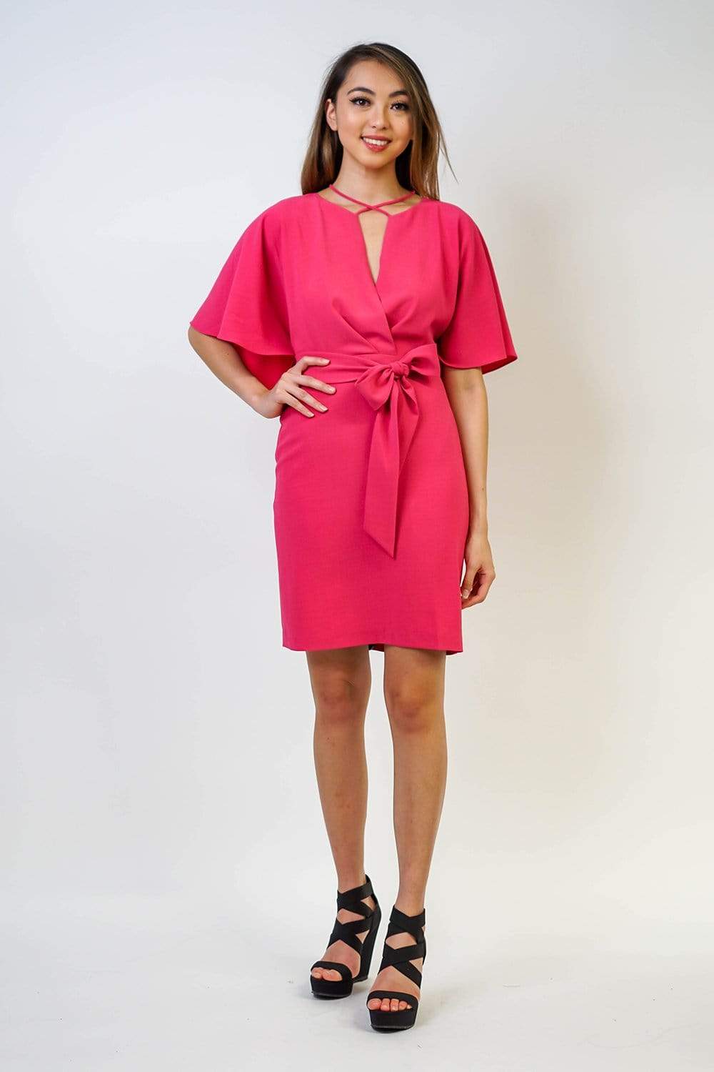 DRESSES Necee Wrap Dress Lipstick Pink - Chloe Dao