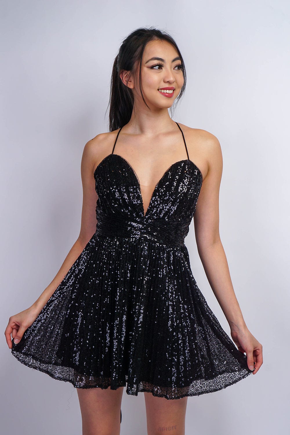 DRESSES Black Sequin Sweetheart Dress - Chloe Dao