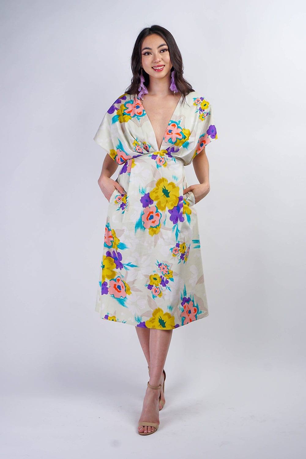 DCD DRESSES Floral Cotton Kasumi Midi Dress